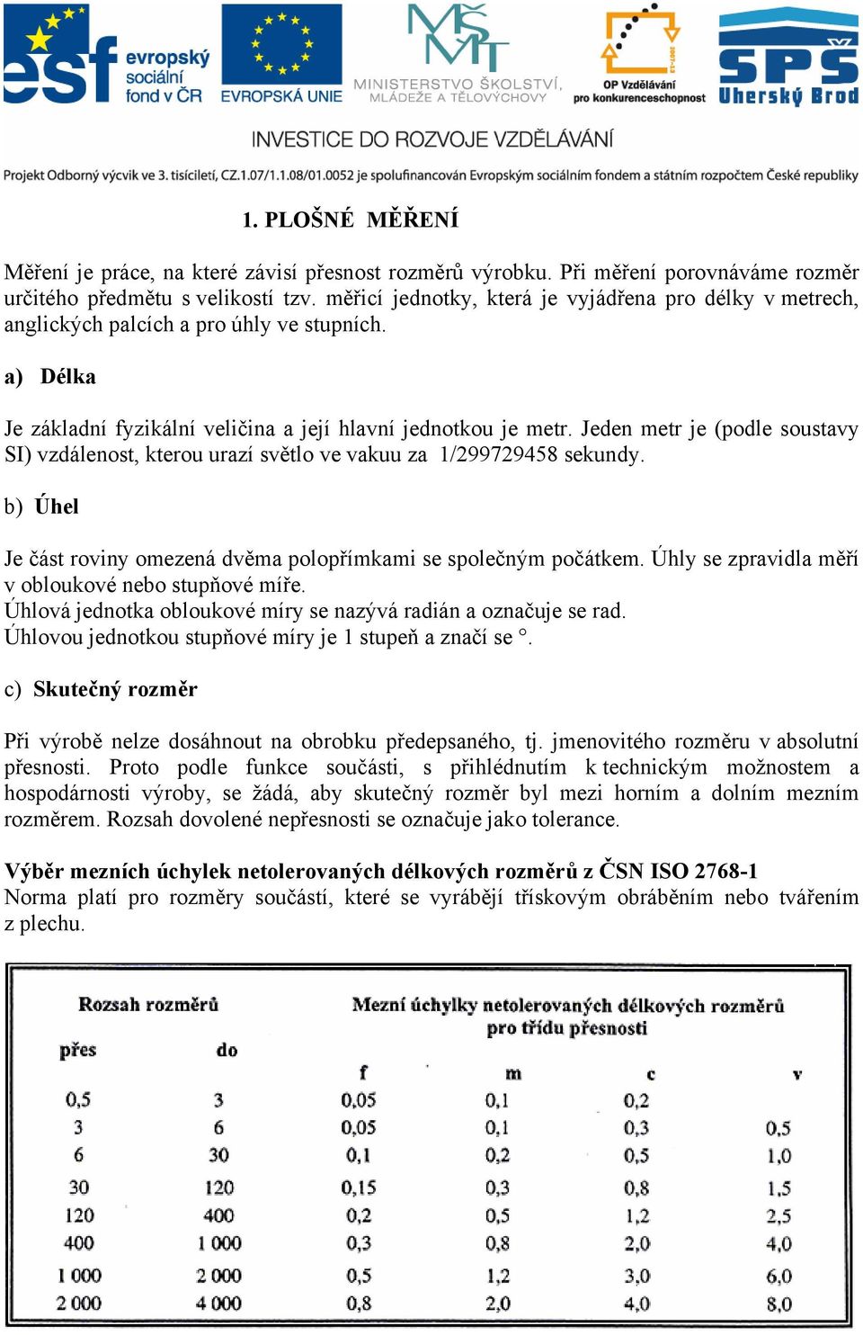 Jeden metr je (podle soustavy SI) vzdálenost, kterou urazí světlo ve vakuu za 1/299729458 sekundy. b) Úhel Je část roviny omezená dvěma polopřímkami se společným počátkem.