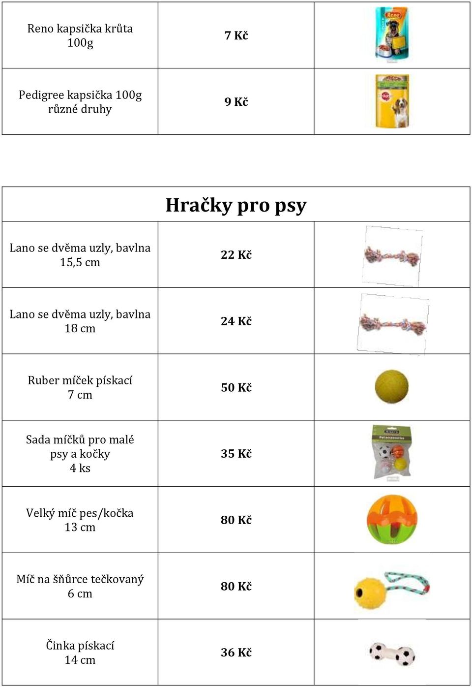 míček pískací 7 cm 50 Kč Sada míčků pro malé psy a kočky 4 ks 35 Kč Velký míč