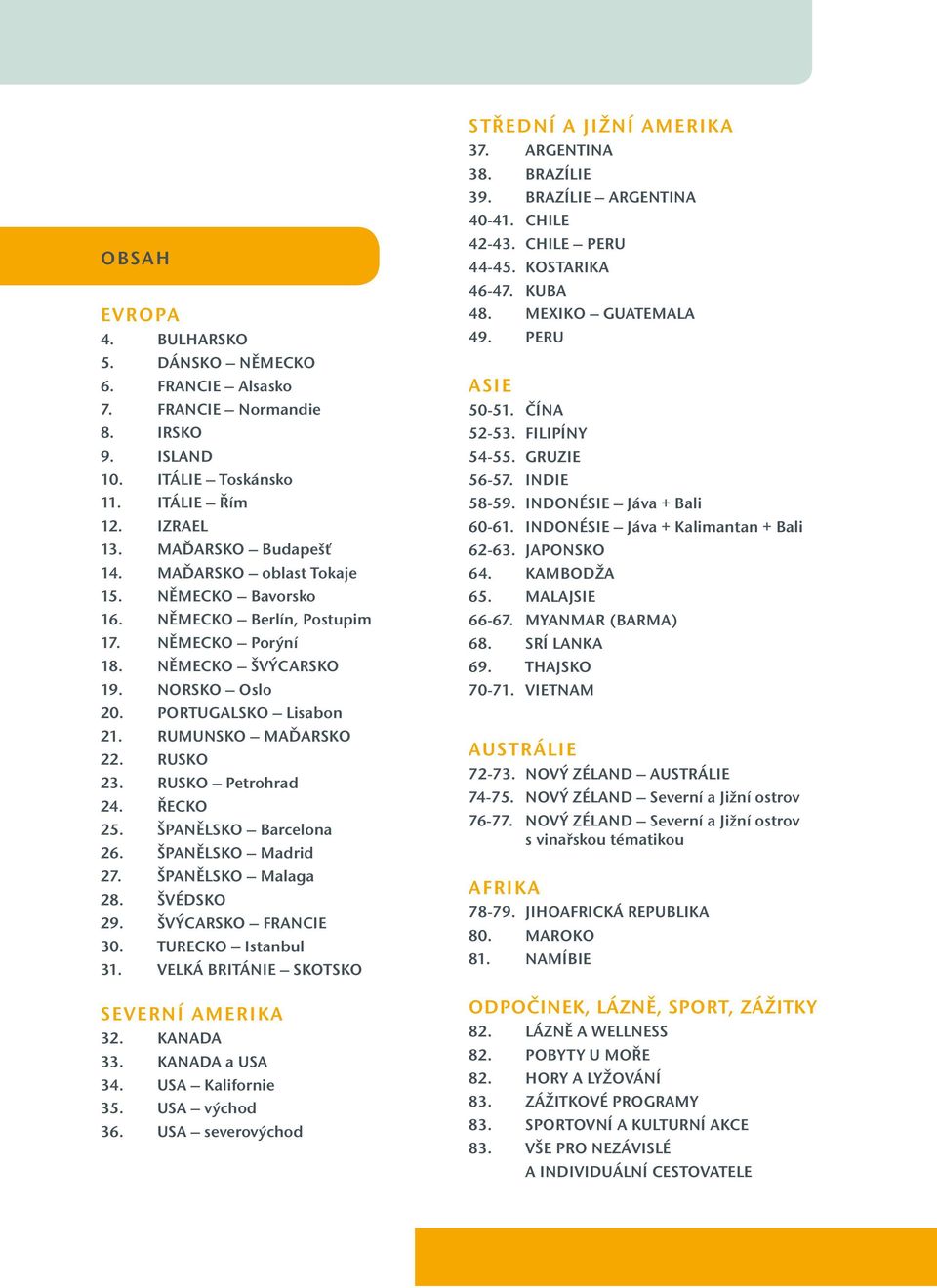 RUSKO Petrohrad 24. ŘECKO 25. ŠPANĚLSKO Barcelona 26. ŠPANĚLSKO Madrid 27. ŠPANĚLSKO Malaga 28. ŠVÉDSKO 29. ŠVÝCARSKO FRANCIE 30. TURECKO Istanbul 31. VELKÁ BRITÁNIE SKOTSKO SEVERNÍ AMERIKA 32.