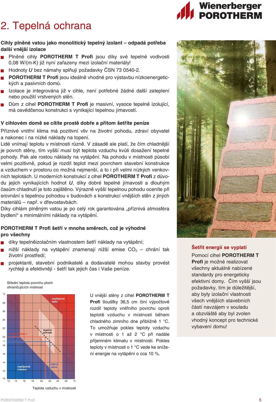 Izolace je integrována již v cihle, není potřebné žádné další zateplení nebo použití vrstvených stěn.