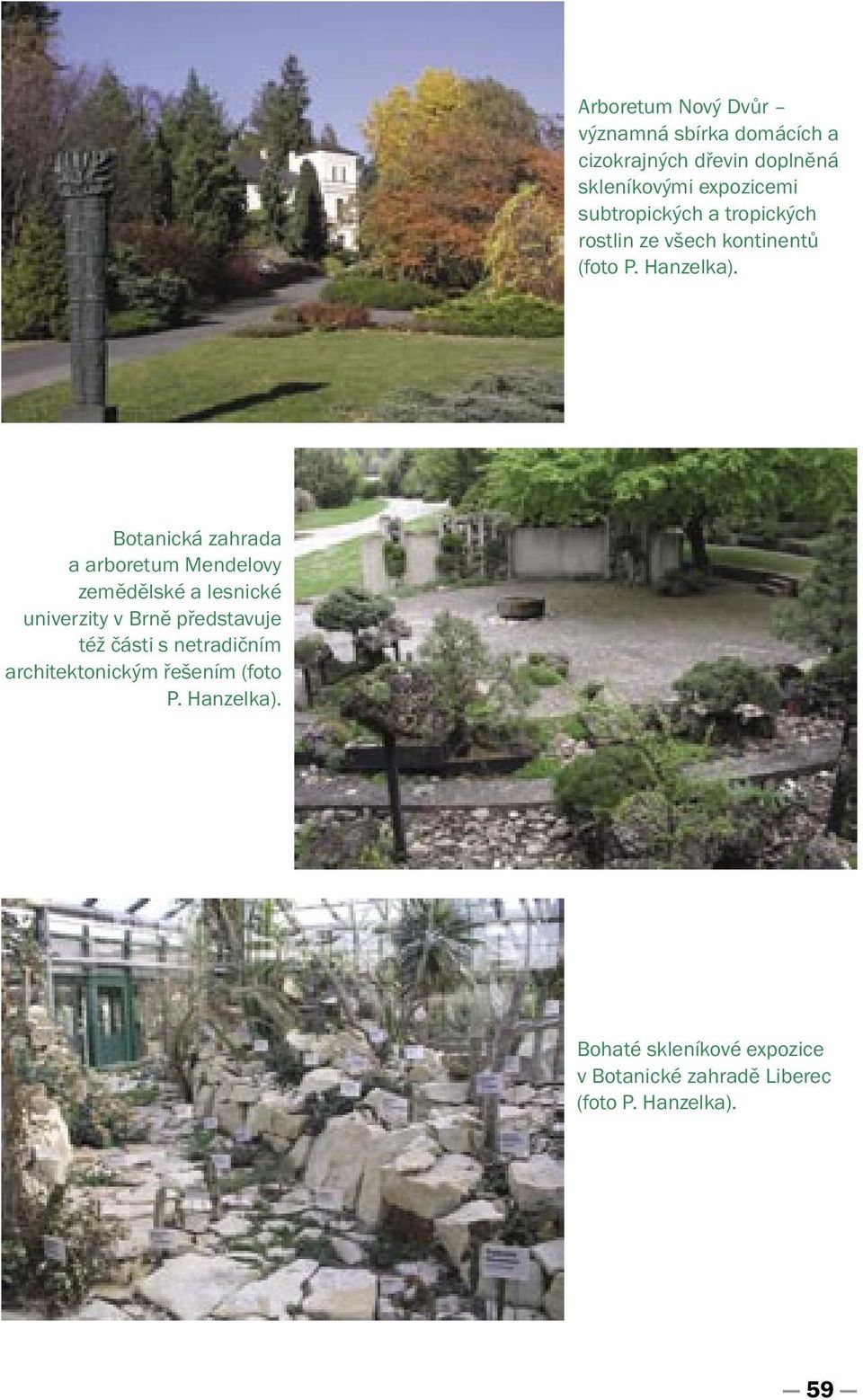 Botanická zahrada a arboretum Mendelovy zemědělské a lesnické univerzity v Brně představuje též části s