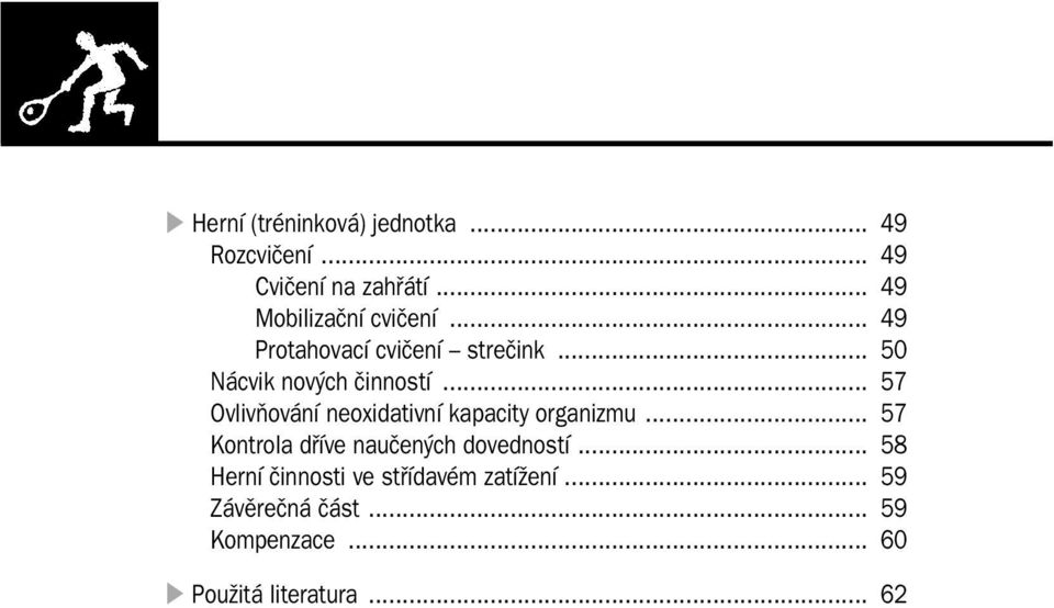 .. 57 Ovlivňování neoxidativní kapacity organizmu... 57 Kontrola dříve naučených dovedností.