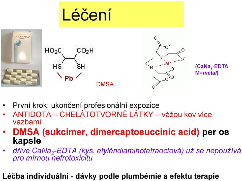 dimercaptosuccinic acid) per os kapsle dříve CaNa 2 -EDTA (kys.