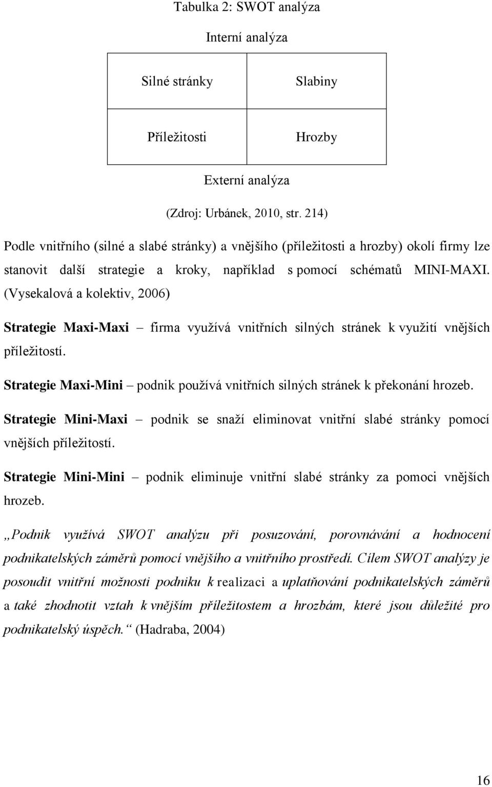 (Vysekalová a kolektiv, 2006) Strategie Maxi-Maxi firma využívá vnitřních silných stránek k využití vnějších příležitostí.