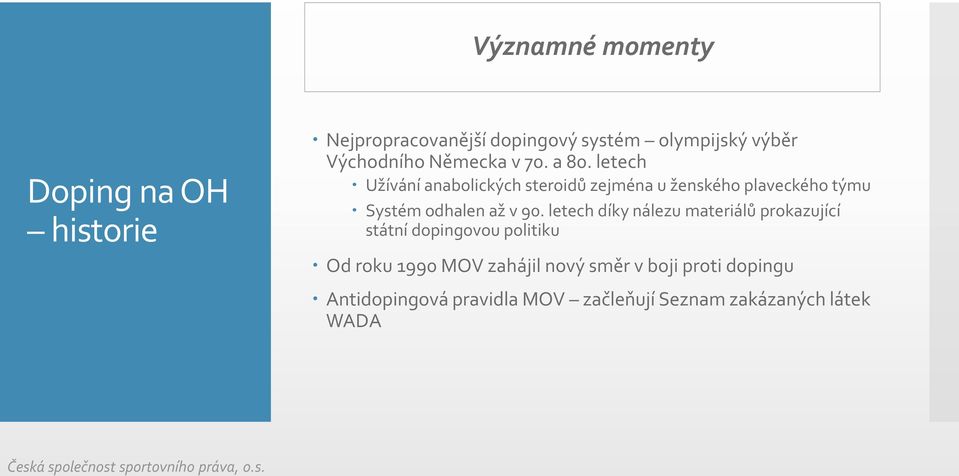 letech Užívání anabolických steroidů zejména u ženského plaveckého týmu Systém odhalen až v 90.