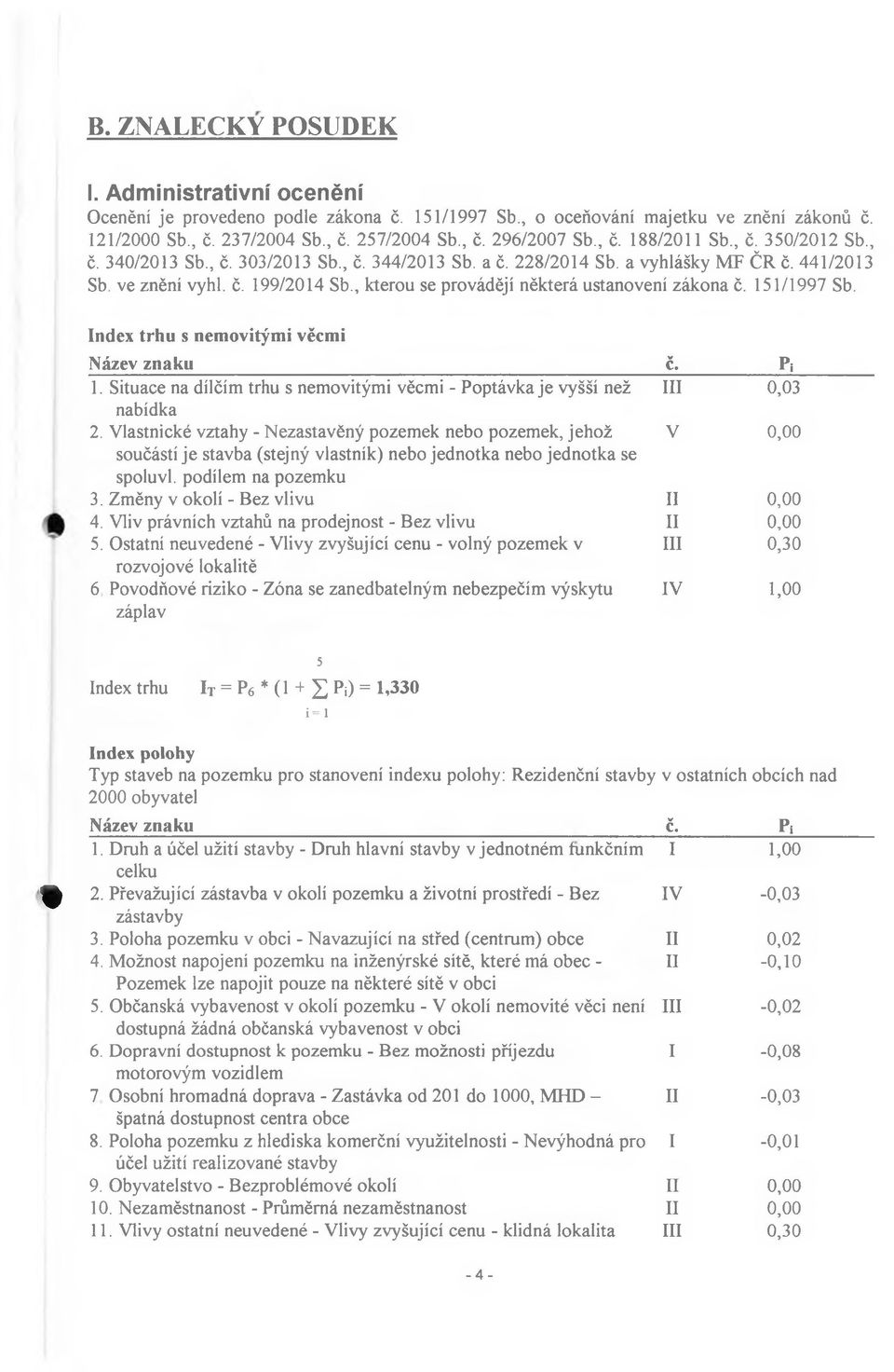 , kterou se provádějí některá ustanovení zákona č. 151/1997 Sb. Index trhu s nemovitými věcmi Název znaku č. Pj 1. Situace na dílčím trhu s nemovitými věcmi - Poptávka je vyšší než III 0,03 nabídka 2.