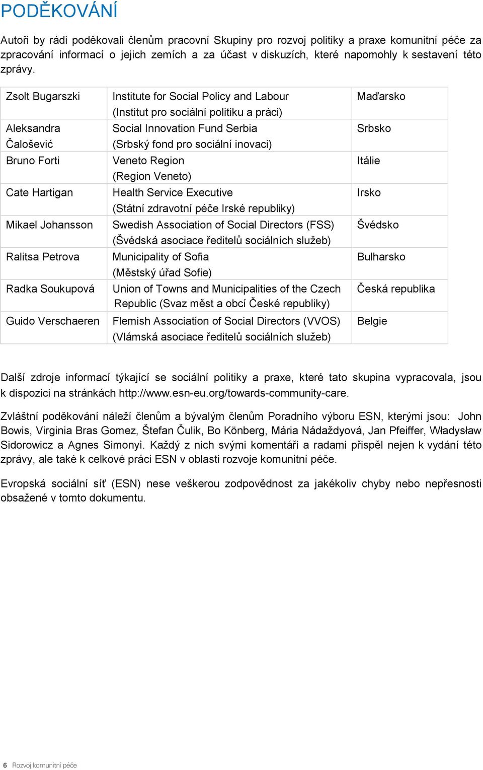 Zsolt Bugarszki Aleksandra Čalošević Bruno Forti Cate Hartigan Mikael Johansson Ralitsa Petrova Radka Soukupová Guido Verschaeren Institute for Social Policy and Labour (Institut pro sociální