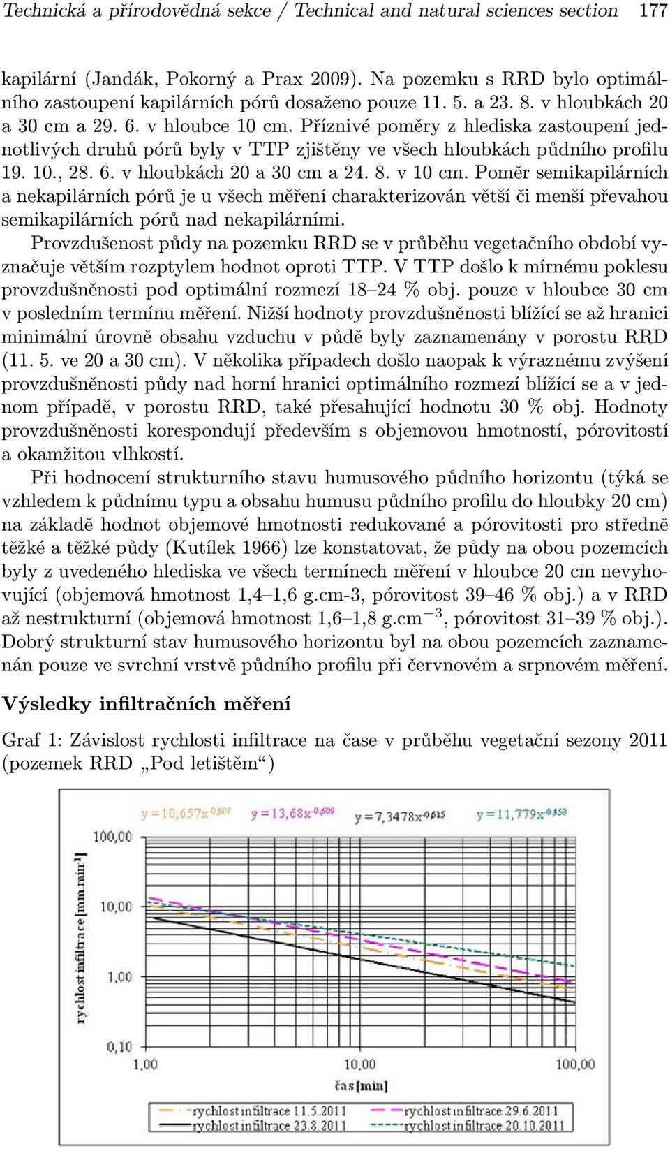 8. v 10 cm. Poměr semikapilárních a nekapilárních pórů je u všech měření charakterizován větší či menší převahou semikapilárních pórů nad nekapilárními.