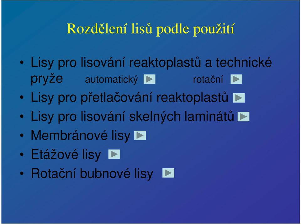 Lisy pro přetlačování reaktoplastů Lisy pro lisování