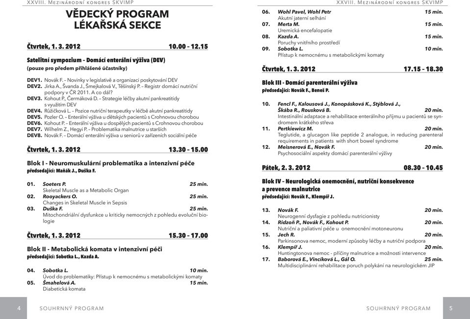 Strategie léčby akutní pankreatitidy s využitím DEV DEV4. Růžičková L. Pozice nutriční terapeutky v léčbě akutní pankreatitidy DEV5. Pozler O.