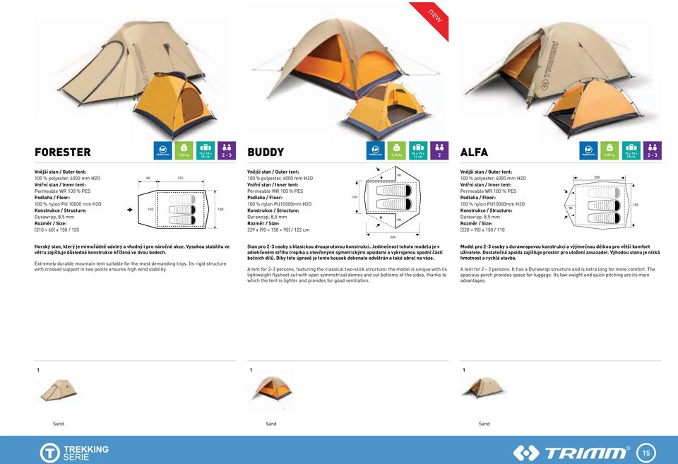 PES Podlaha / Floor: 00 % nylon PU0000mm HO Konstrukce / Structure: Durawrap, 8,5 mm 9 x (90 + 50 + 90) / cm 50 90 90 Vnější stan / Outer tent: 00 % polyester, 4000 mm HO Vniřní stan / Inner tent: