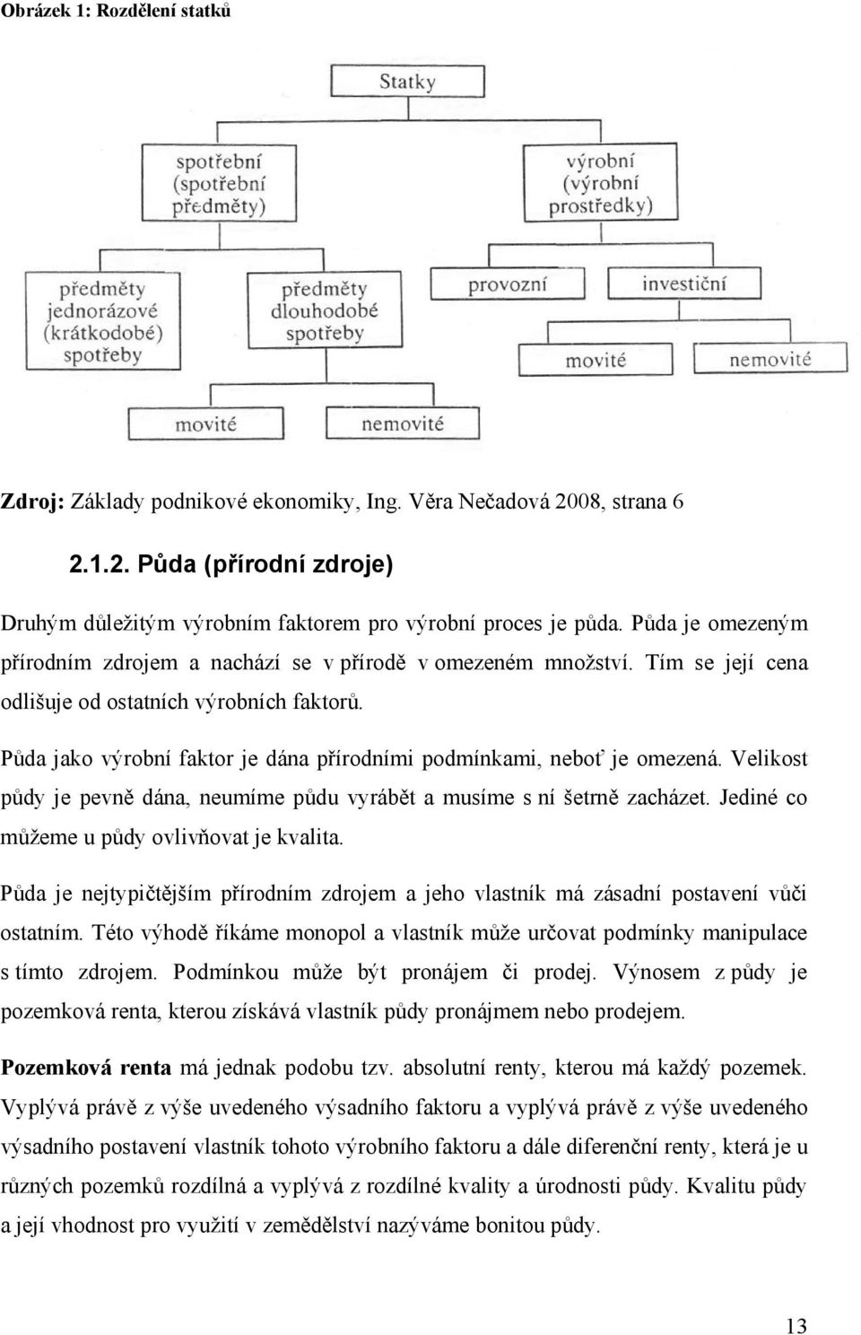 Půda jako výrobní faktor je dána přírodními podmínkami, neboť je omezená. Velikost půdy je pevně dána, neumíme půdu vyrábět a musíme s ní šetrně zacházet.