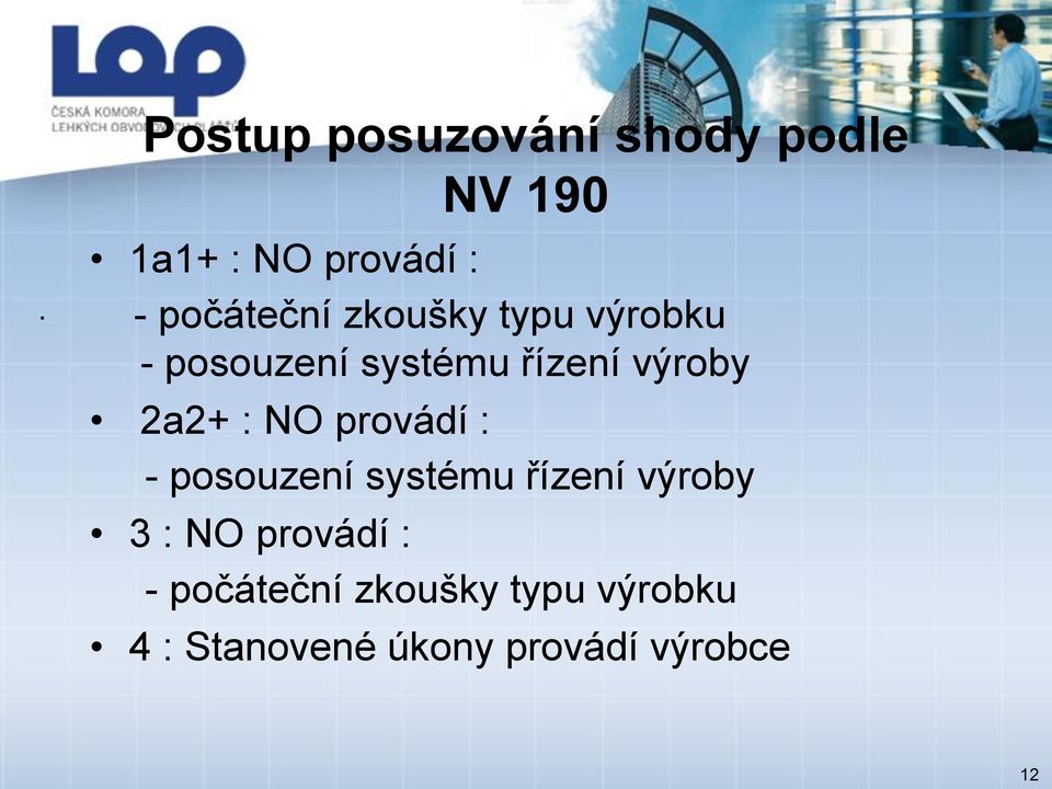 2a2+ : NO provádí : - posouzení systému řízení výroby 3 : NO