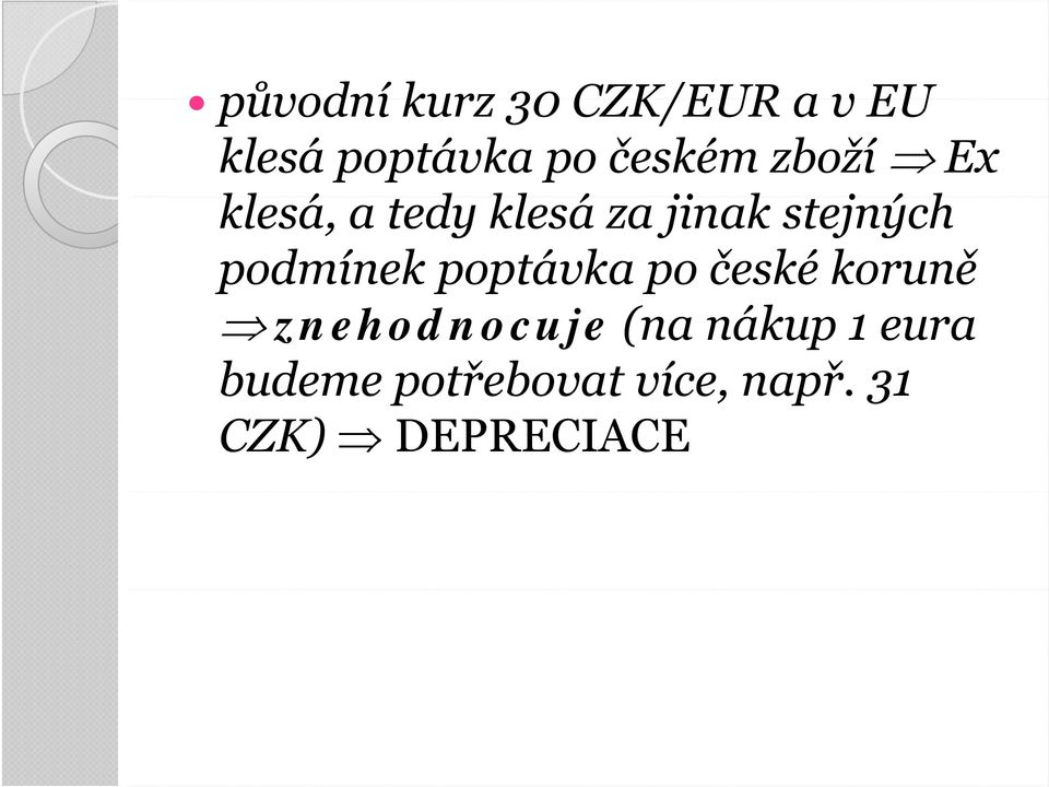 podmínek poptávka po české koruně znehodnocuje (na