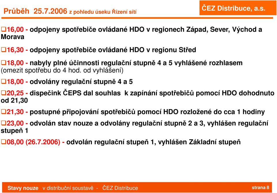 18,00 - nabyly plné účinnosti regulační stupně 4 a 5 vyhlášené rozhlasem (omezit spotřebu do 4 hod.