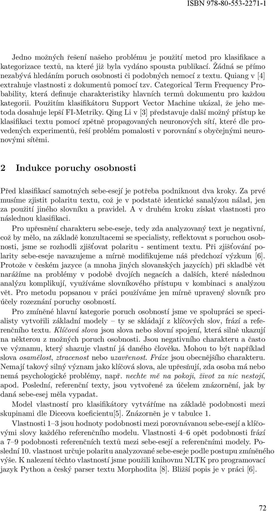 Categorical Term Frequency Probability, která definuje charakteristiky hlavních termů dokumentu pro každou kategorii.