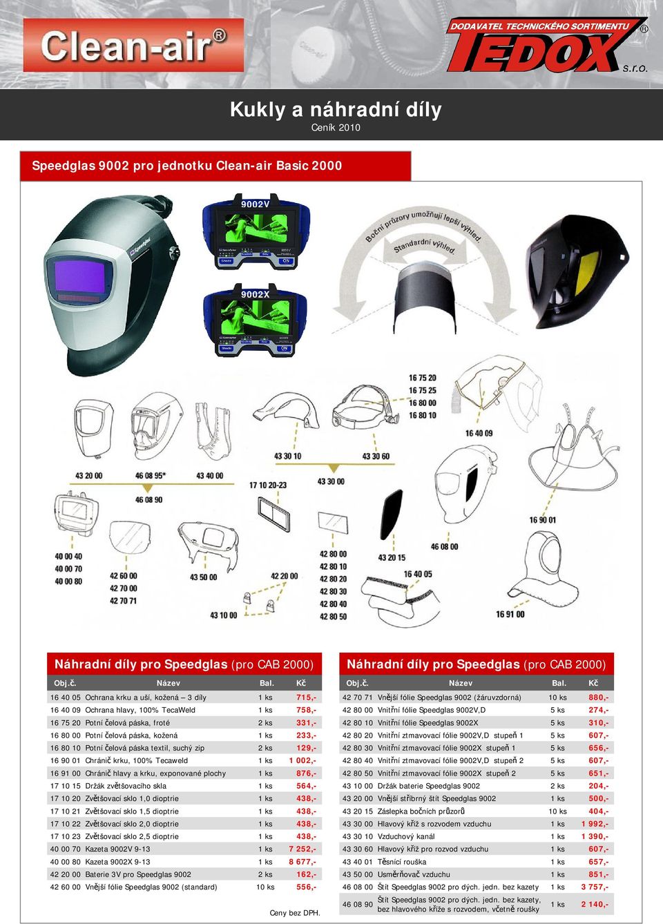 textil, suchý zip 2 ks 129,- 16 90 01 Chránič krku, 100% Tecaweld 1 ks 1 002,- 16 91 00 Chránič hlavy a krku, exponované plochy 1 ks 876,- 17 10 15 Držák zvětšovacího skla 1 ks 564,- 17 10 20