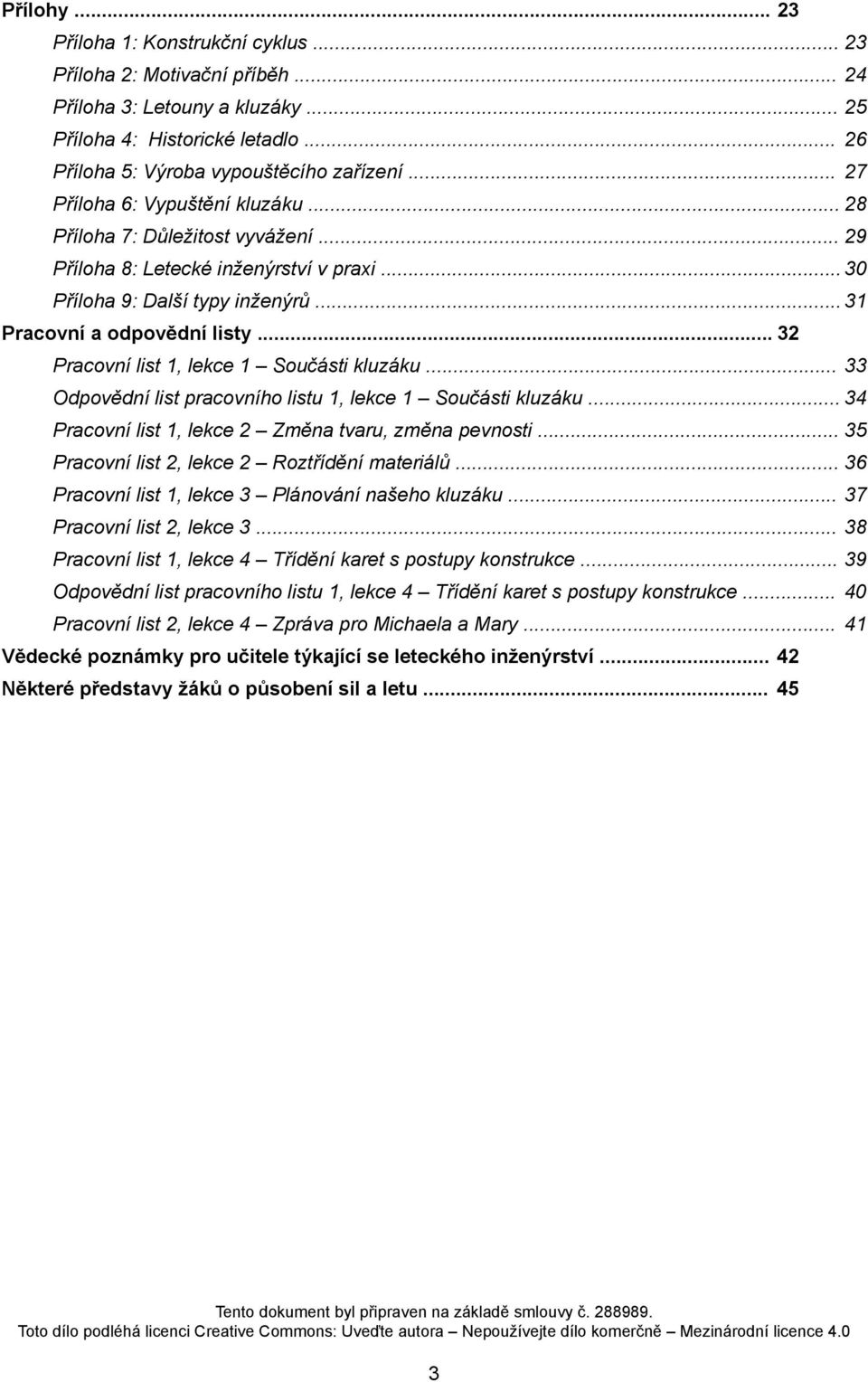 .. 32 Pracovní list 1, lekce 1 Součásti kluzáku... 33 Odpovědní list pracovního listu 1, lekce 1 Součásti kluzáku... 34 Pracovní list 1, lekce 2 Změna tvaru, změna pevnosti.