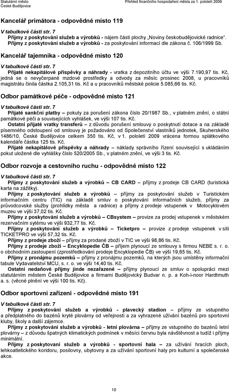 7 Přijaté nekapitálové příspěvky a náhrady - vratka z depozitního účtu ve výši 7.190,97 tis.