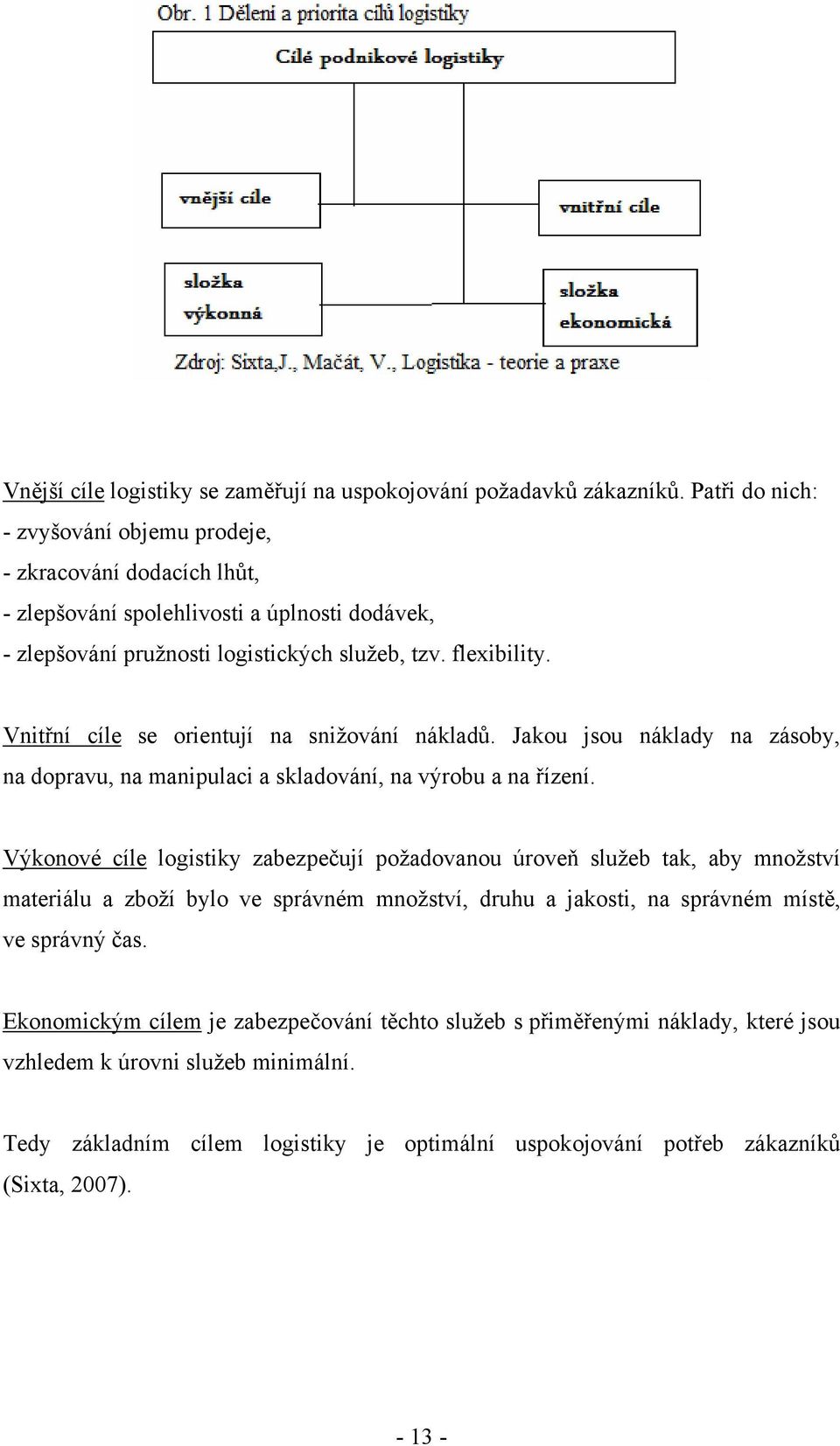 Vnitřní cíle se orientují na snižování nákladů. Jakou jsou náklady na zásoby, na dopravu, na manipulaci a skladování, na výrobu a na řízení.