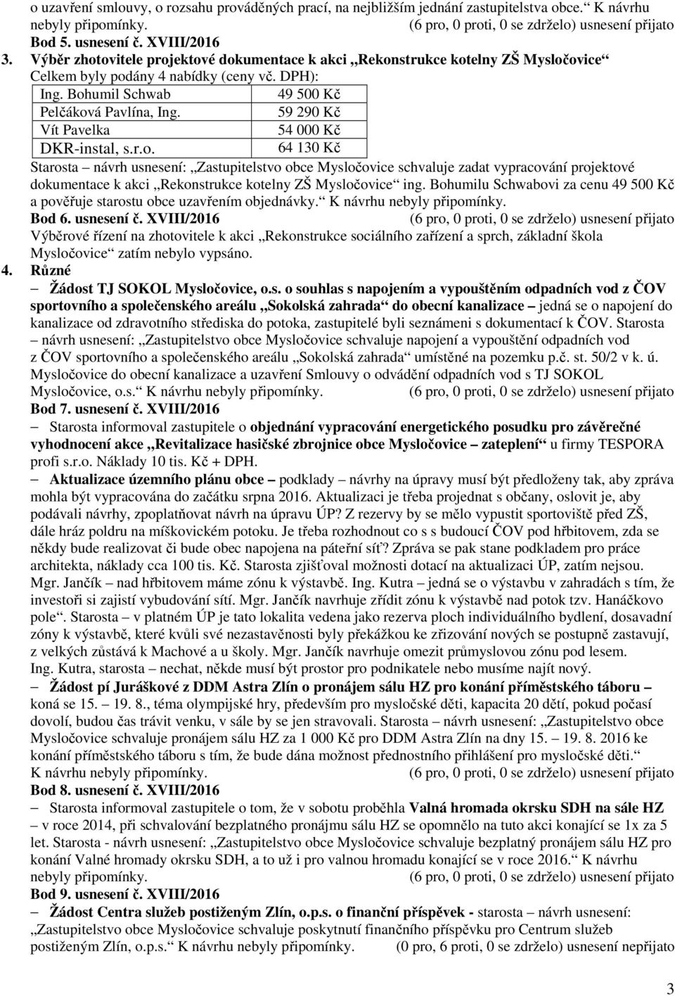 59 290 Kč Vít Pavelka 54 000 Kč DKR-instal, s.r.o.