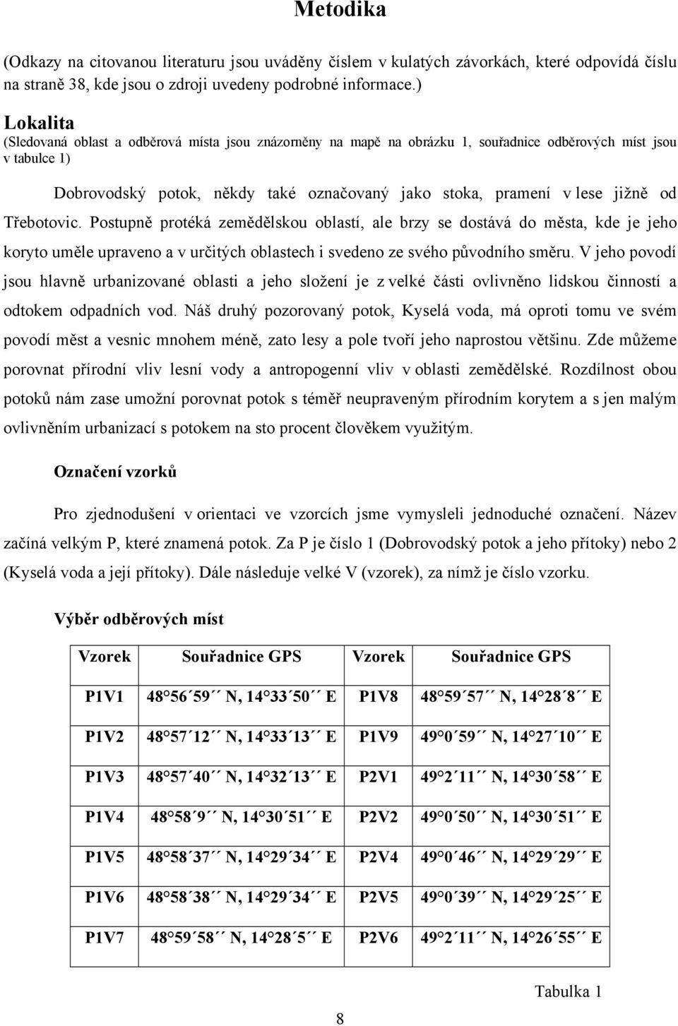 jižně od Třebotovic. Postupně protéká zemědělskou oblastí, ale brzy se dostává do města, kde je jeho koryto uměle upraveno a v určitých oblastech i svedeno ze svého původního směru.