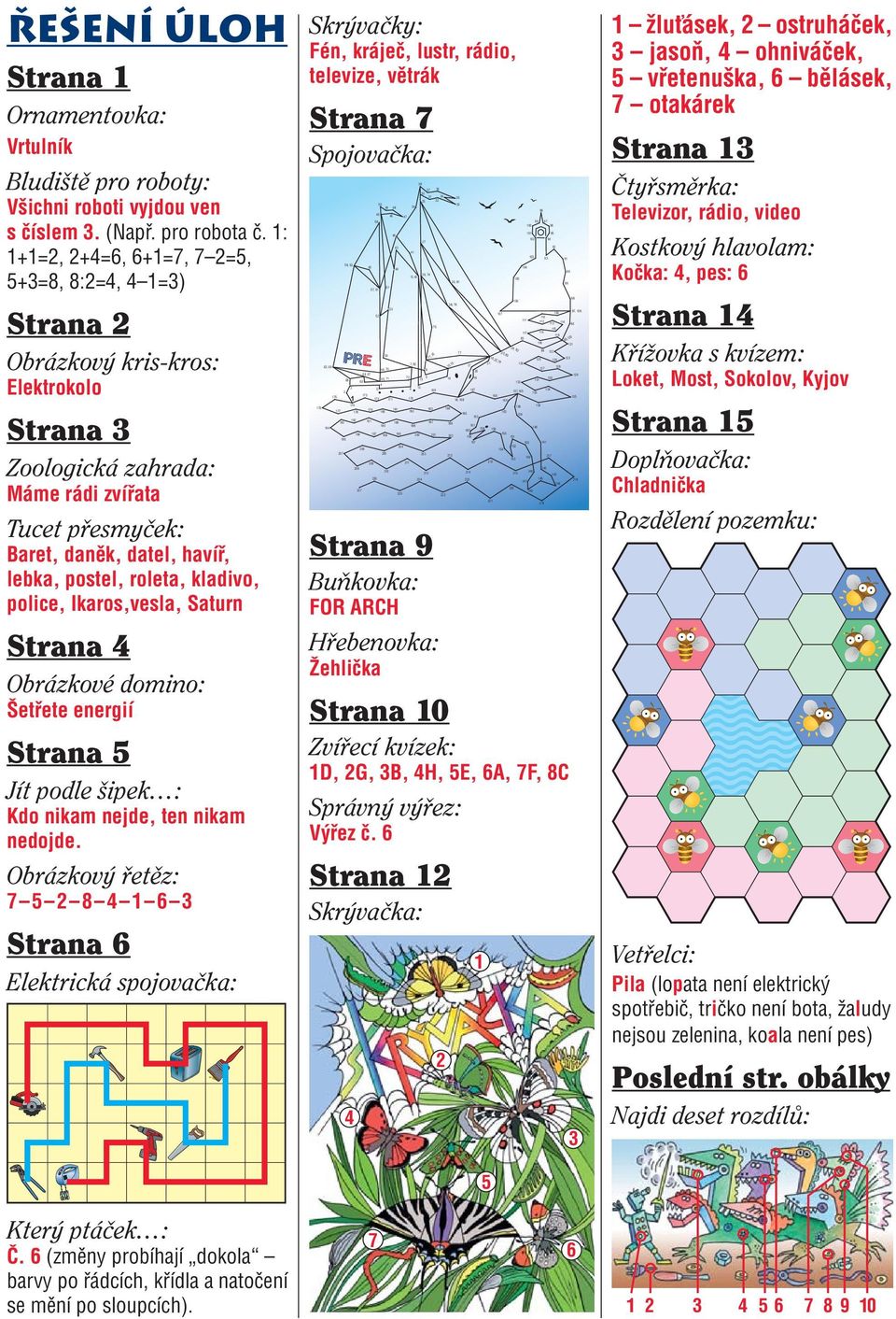 postel, roleta, kladivo, police, Ikaros,vesla, Saturn Strana 4 Obrázkové domino: Šetřete energií Strana 5 Jít podle šipek : Kdo nikam nejde, ten nikam nedojde.