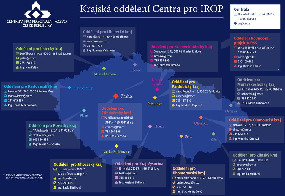 listopadu 1926/1, 301 00 Plzeň slatkovska@crr.cz 603 550 185 Mgr. Tereza Slatkovská Oddělení pro Liberecký kraj Voroněžská 144/20, 460 06 Liberec valentova@crr.cz 731 607 725 Ing.