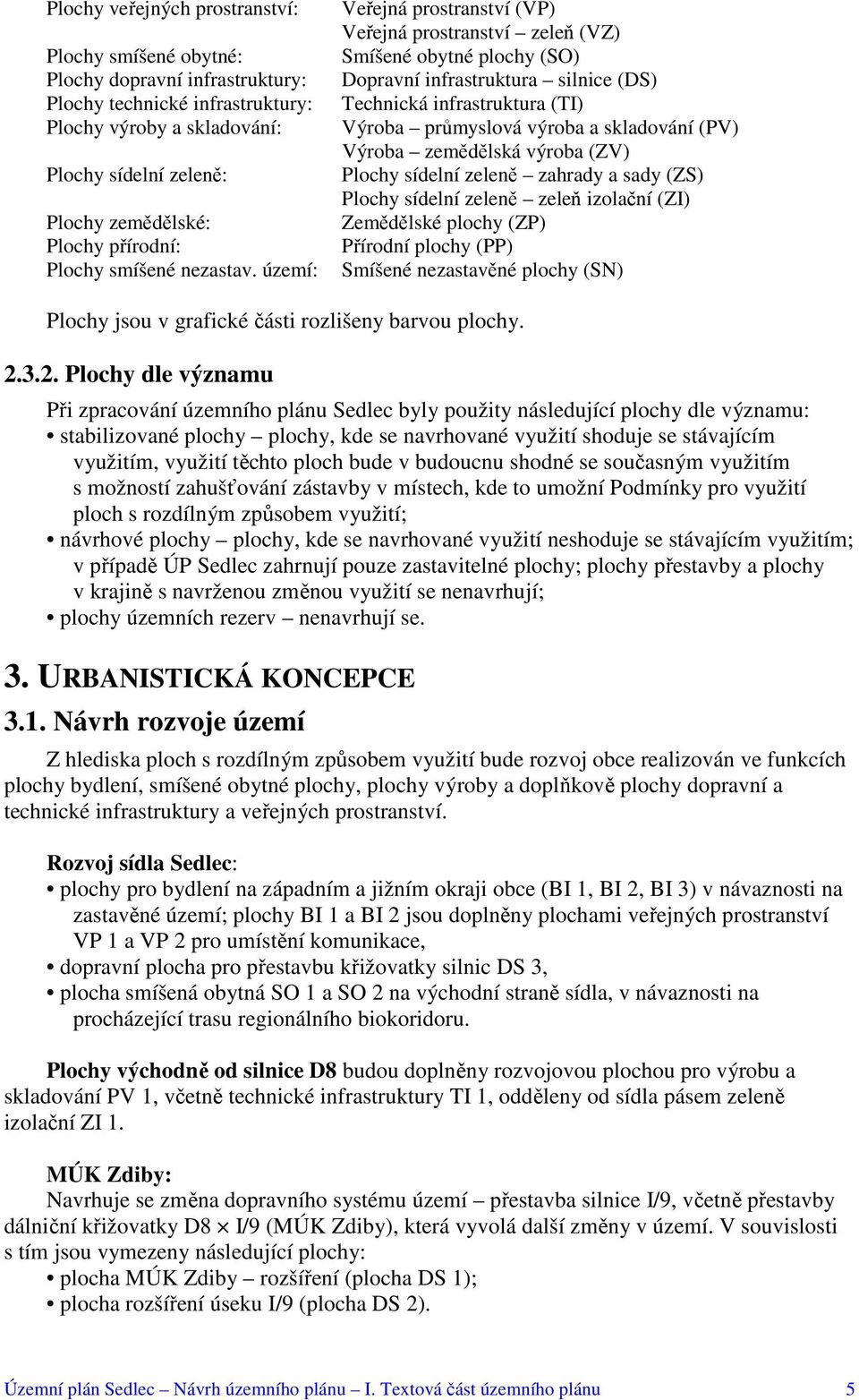 území: Veřejná prostranství (VP) Veřejná prostranství zeleň (VZ) Smíšené obytné plochy (SO) Dopravní infrastruktura silnice (DS) Technická infrastruktura (TI) Výroba průmyslová výroba a skladování