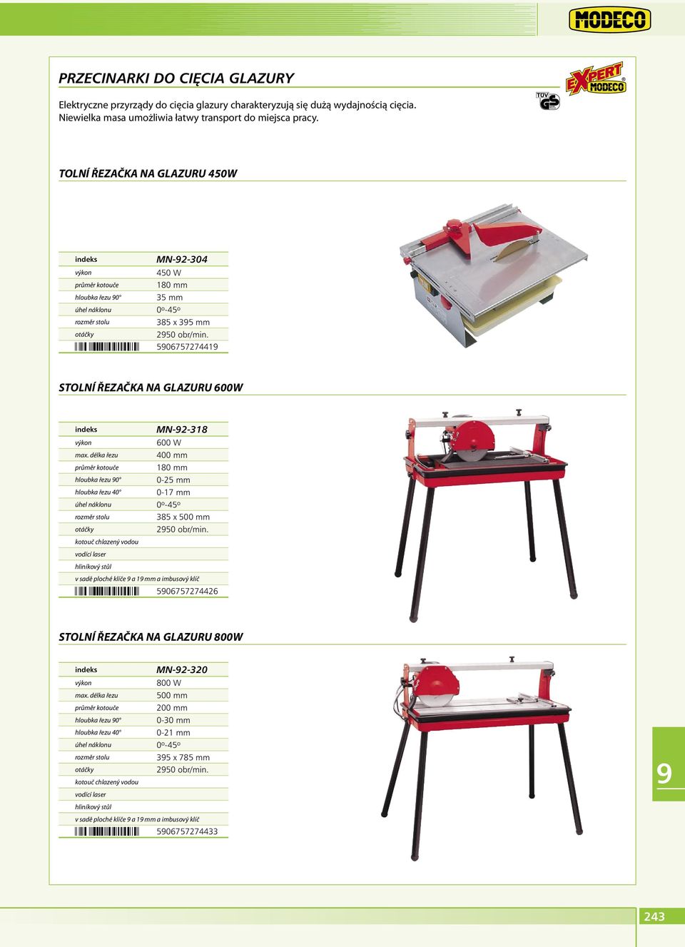 50675727441 STOLNÍ ŘEZAČKA NA GLAZURU 600W MN-2-318 600 W max.