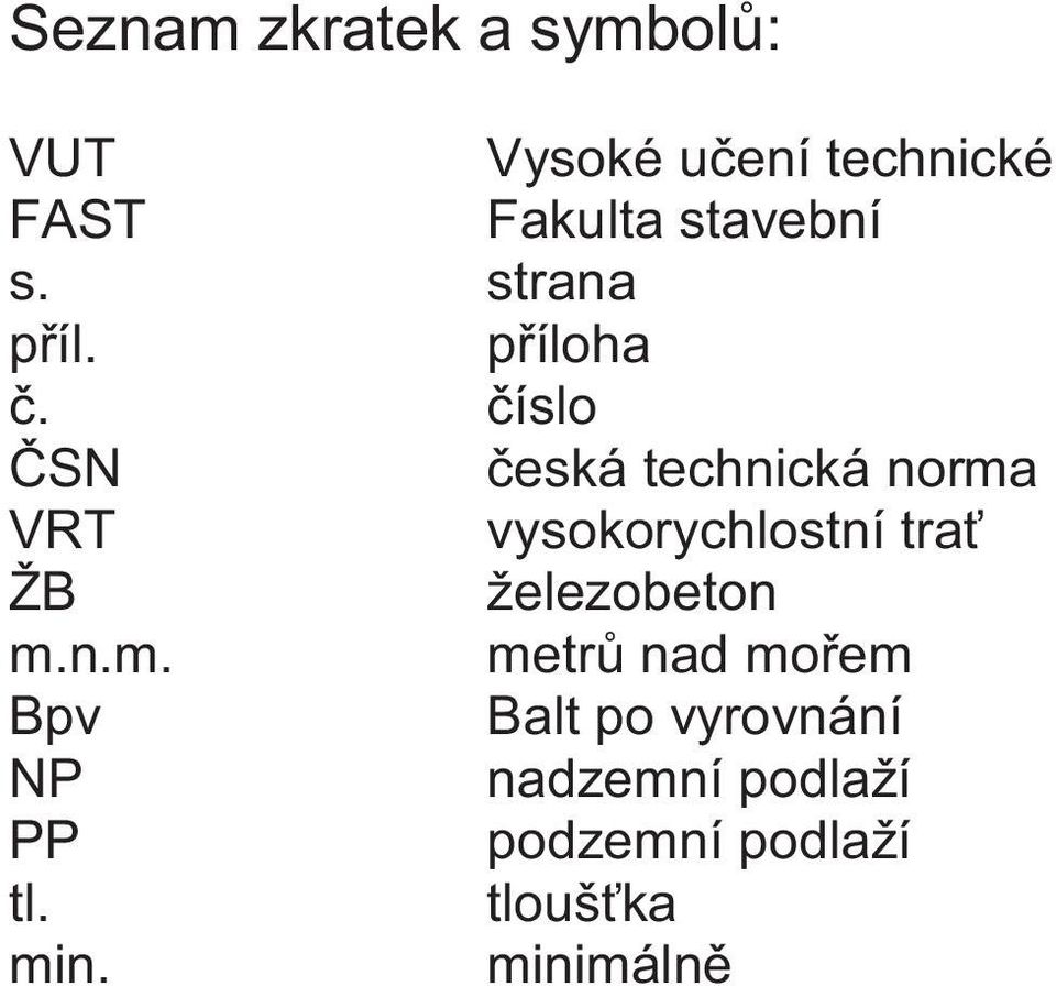 číslo ČSN česká technická norma VRT vysokorychlostní trať ŽB