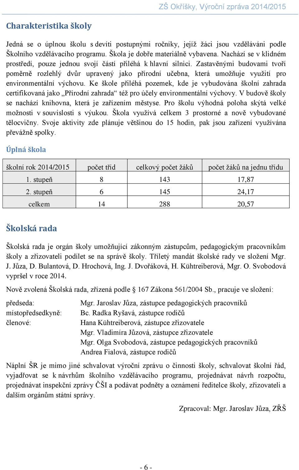 Zastavěnými budovami tvoří poměrně rozlehlý dvůr upravený jako přírodní učebna, která umožňuje využití pro environmentální výchovu.