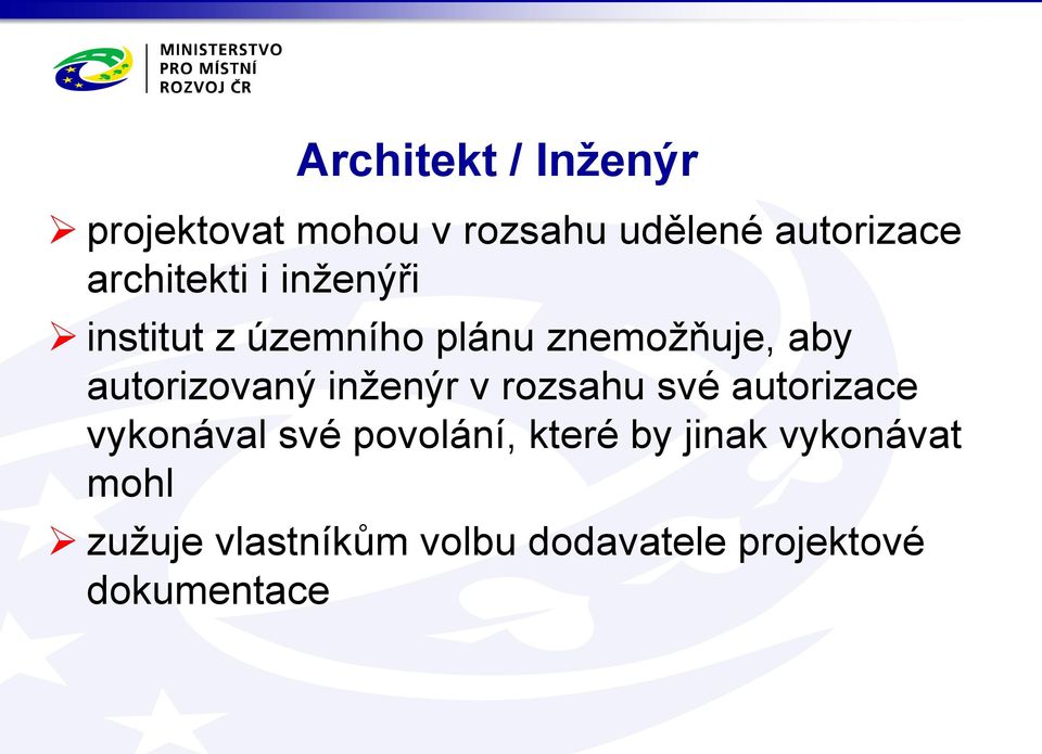 autorizovaný inženýr v rozsahu své autorizace vykonával své povolání,