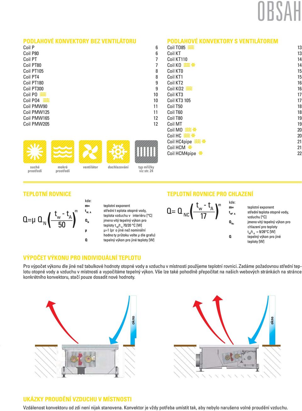 18 Coil T80 19 Coil MT 19 Coil MO 20 Coil HC 20 Coil HC4pipe 21 Coil HCM 21 Coil HCM4pipe 22 suché prostředí mokré prostředí ventilátor dochlazování typ mřížky viz str.