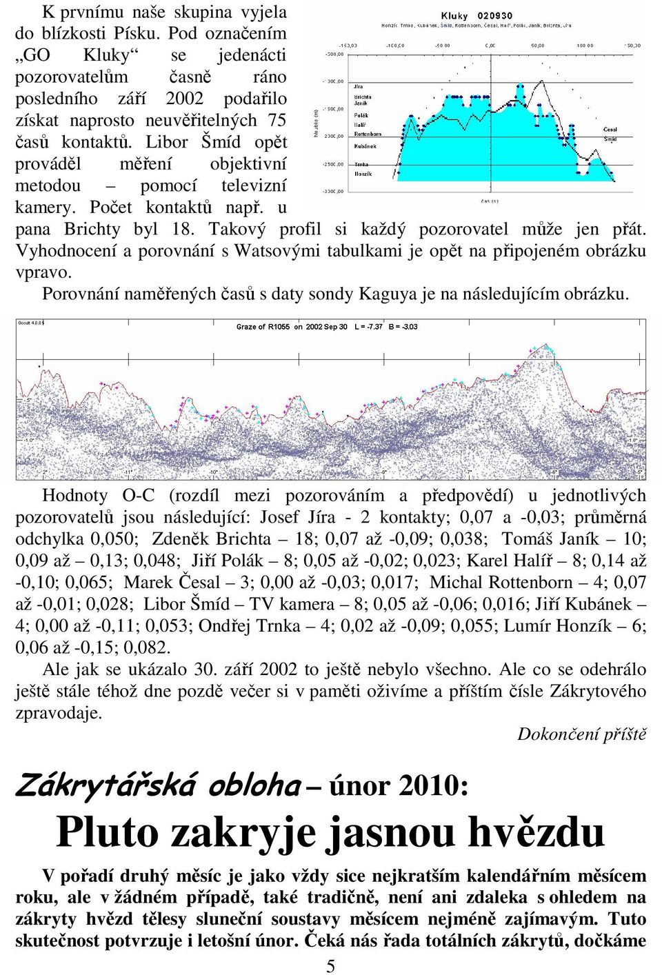 Vyhodnocení a porovnání s Watsovými tabulkami je opět na připojeném obrázku vpravo. Porovnání naměřených časů s daty sondy Kaguya je na následujícím obrázku.