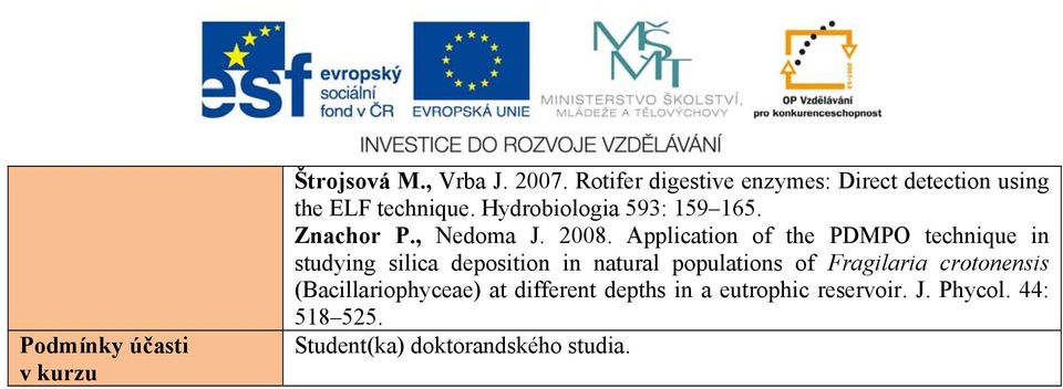 Application of the PDMPO technique in studying silica deposition in natural populations of