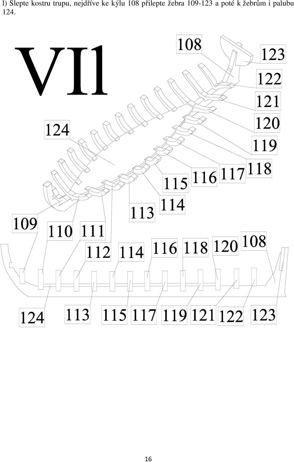 přilepte žebra 109-123 a