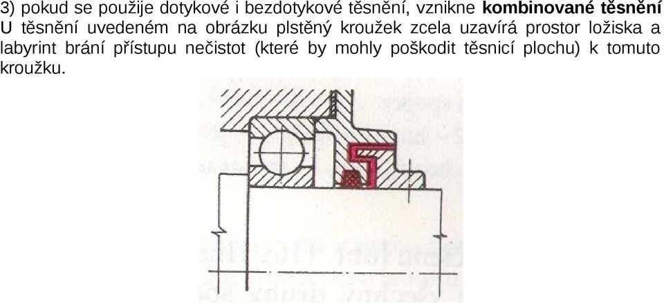 kroužek zcela uzavírá prostor ložiska a labyrint brání