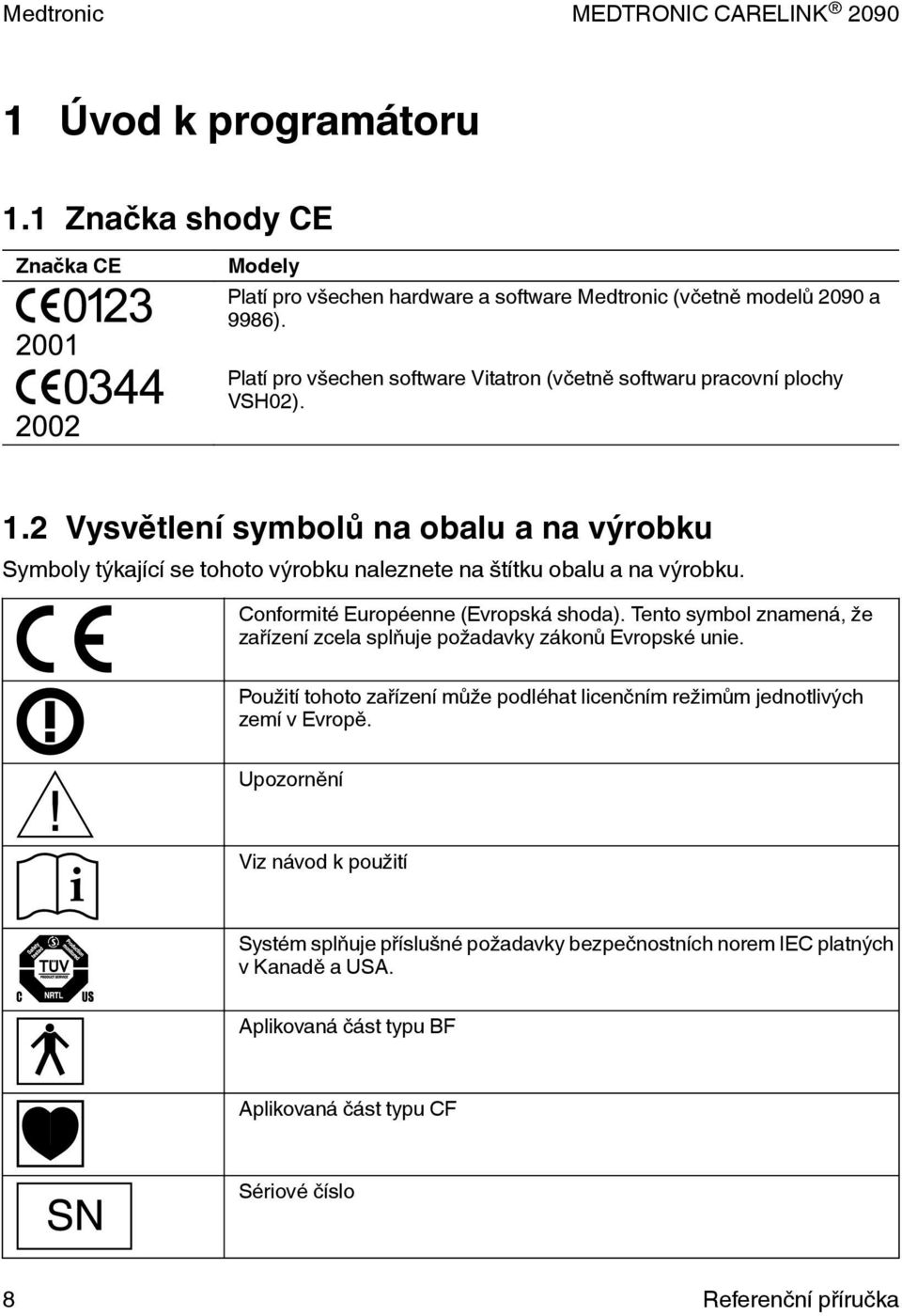 2 Vysvětlení symbolů na obalu a na výrobku Symboly týkající se tohoto výrobku naleznete na štítku obalu a na výrobku. Conformité Européenne (Evropská shoda).