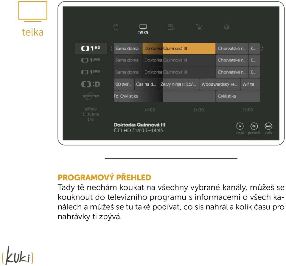 televizního programu s informacemi o všech kanálech a