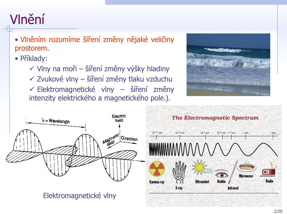 šíření změny tlaku vzduchu Elektromagnetické vlny šíření změny