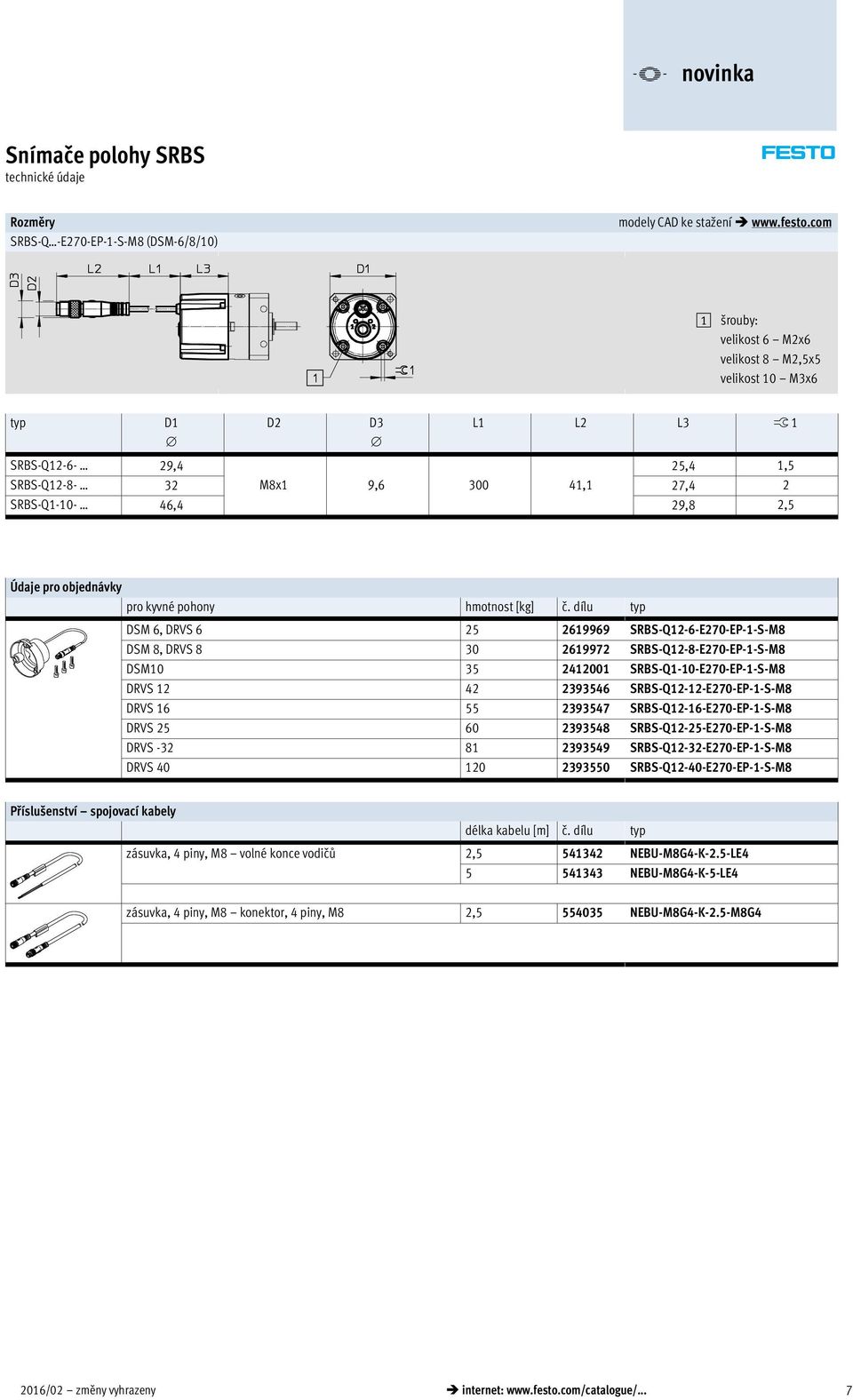 dílu DSM 6, DRVS 6 25 2619969 SRBS-Q12-6-E270-EP-1-S-M8 DSM 8, DRVS 8 30 2619972 SRBS-Q12-8-E270-EP-1-S-M8 DSM10 35 2412001 SRBS-Q1-10-E270-EP-1-S-M8 DRVS 12 42 2393546 SRBS-Q12-12-E270-EP-1-S-M8