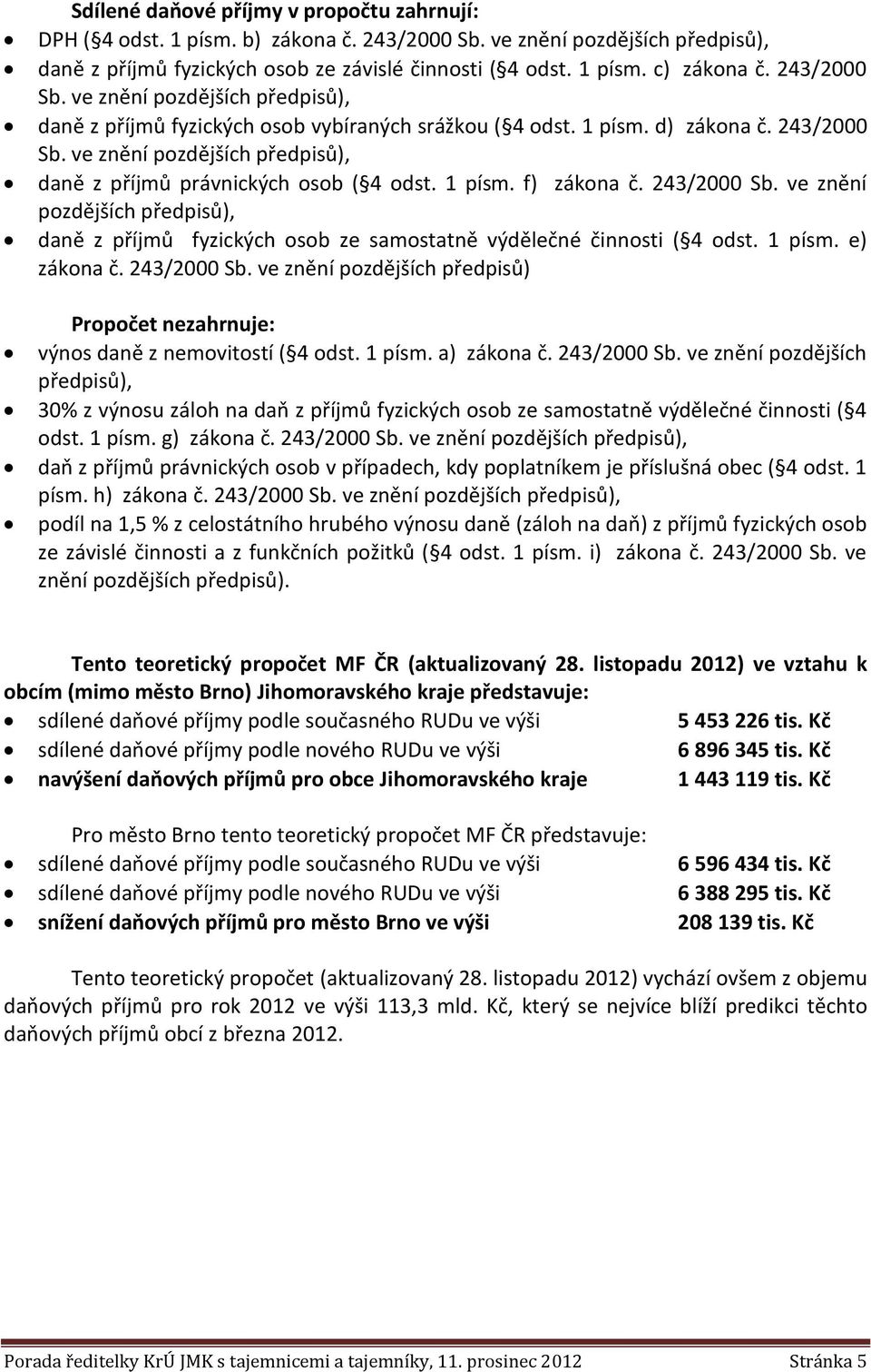 ve znění pozdějších předpisů), daně z příjmů právnických osob ( 4 odst. 1 písm. f) zákona č. 243/2000 Sb.