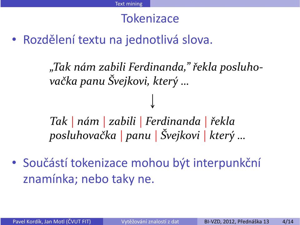 Tak nám zabili Ferdinanda, řekla posluhovačka panu Švejkovi, který Tak nám zabili