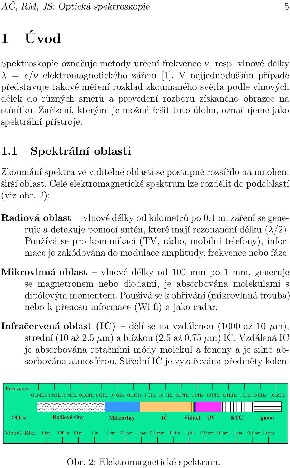 Zařízení, kterými je možné řešit tuto úlohu, označujeme jako spektrální přístroje. 1.1 Spektrální oblasti Zkoumání spektra ve viditelné oblasti se postupně rozšířilo na mnohem širší oblast.