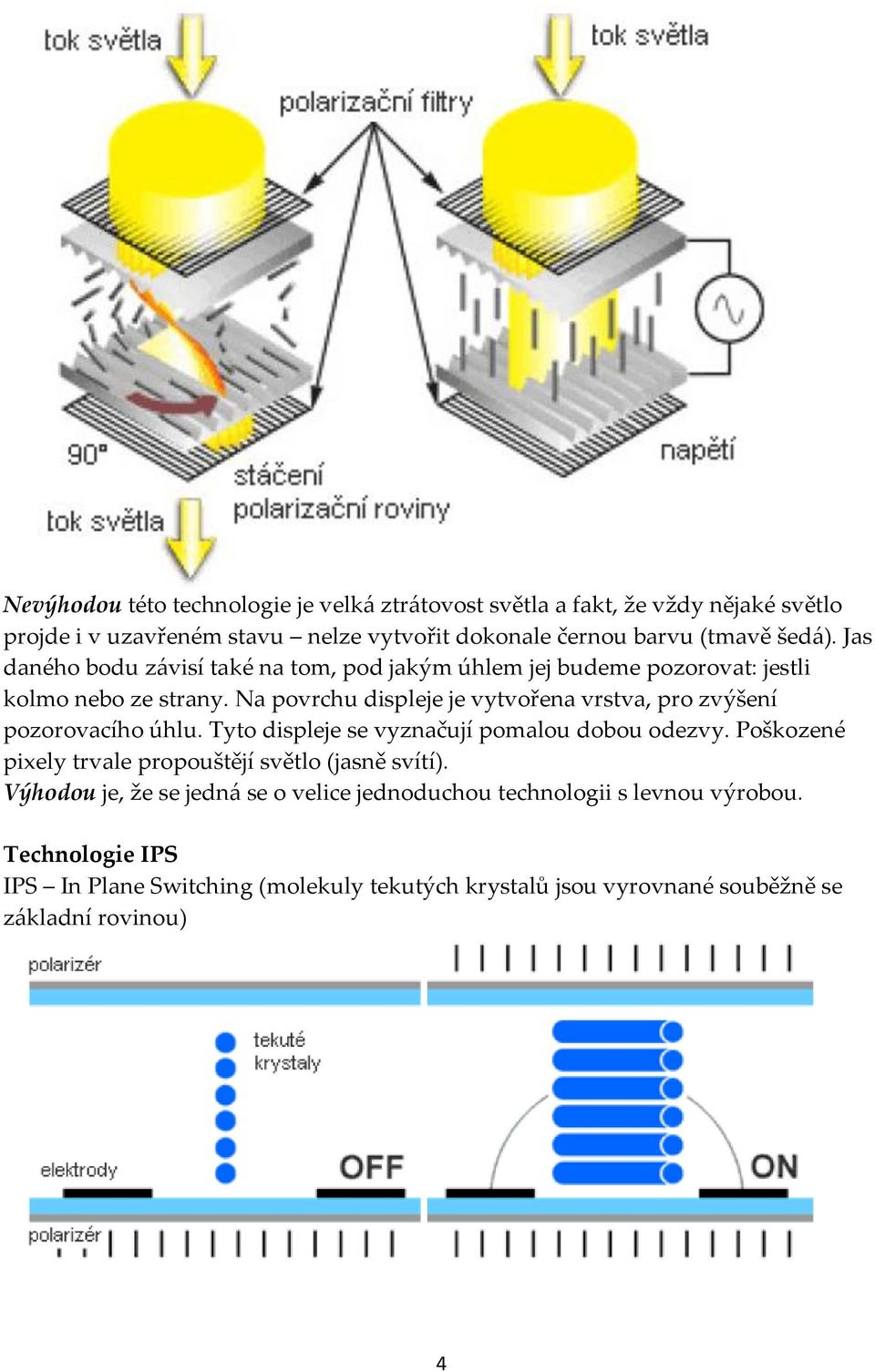 Na povrchu displeje je vytvořena vrstva, pro zvýšení pozorovacího úhlu. Tyto displeje se vyznačují pomalou dobou odezvy.