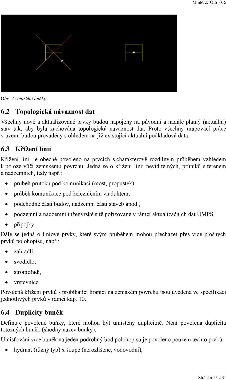 3 Křížení linií Křížení linií je obecně povoleno na prvcích s charakterově rozdílným průběhem vzhledem k poloze vůči zemskému povrchu.