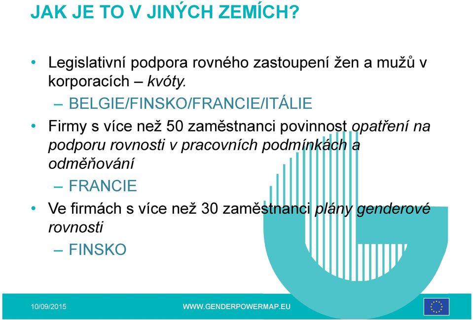 BELGIE/FINSKO/FRANCIE/ITÁLIE Firmy s více než 50 zaměstnanci povinnost