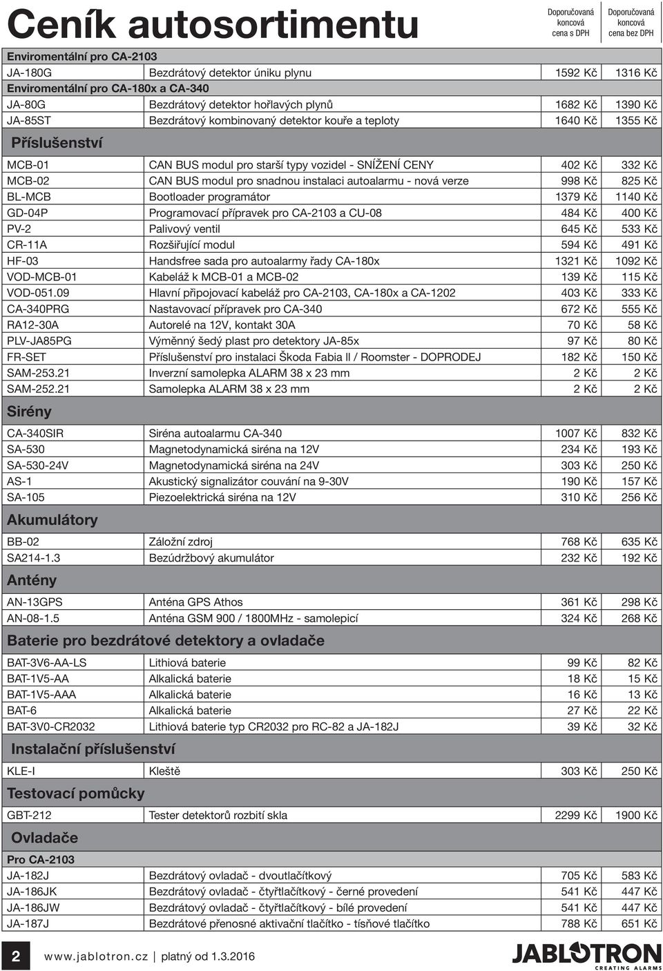 Kč 825 Kč BL-MCB Bootloader programátor 1379 Kč 1140 Kč GD-04P Programovací přípravek pro CA-2103 a CU-08 484 Kč 400 Kč PV-2 Palivový ventil 645 Kč 533 Kč CR-11A Rozšiřující modul 594 Kč 491 Kč HF-03