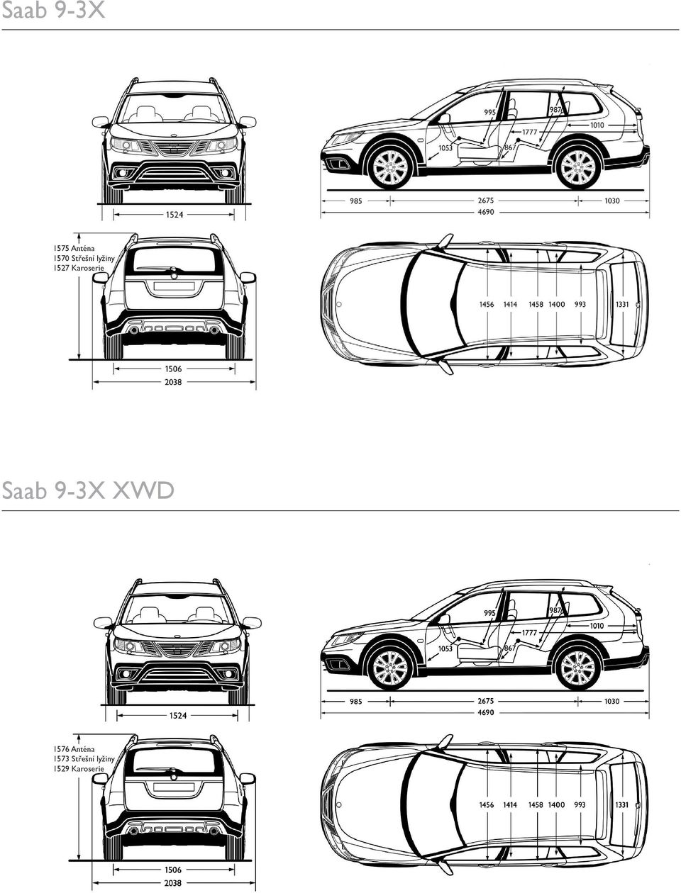 Saab 9-3X XWD 1576 Anténa